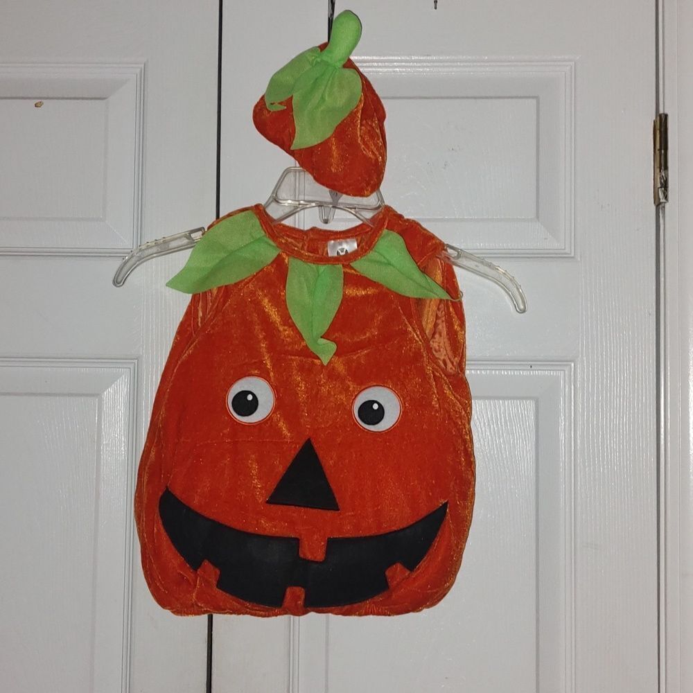 Pumpkin Costume with matching hat. Halloween Fall Party Cress Up Sz 2-3  NWOT